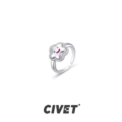 Smiley Open Ring Face Flower FashionChic