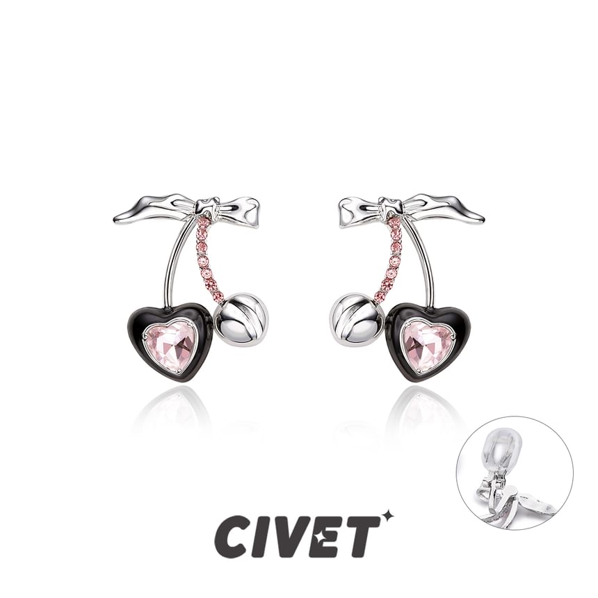 Stud Cherry Earring Rhinestone Sterling Cuff / Silver Ear FashionChic