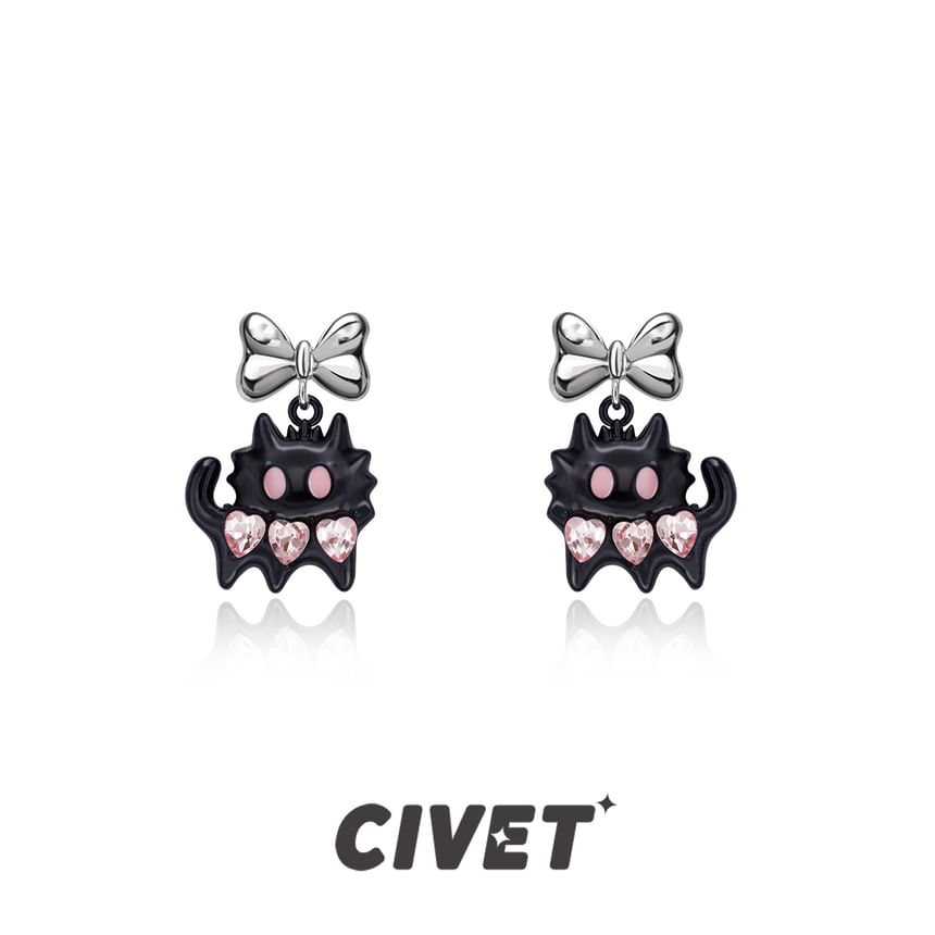 Silver Block Sterling / Color Cat Stud Cuff Ear Earring FashionChic