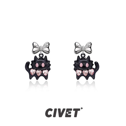 Silver Block Sterling / Color Cat Stud Cuff Ear Earring FashionChic