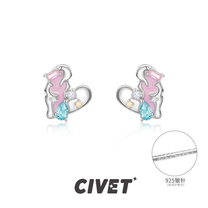 Sterling Stud Cuff Heart Ear Earring Silver Panel / FashionChic