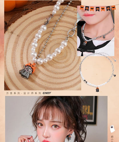 Pumpkin Necklace ChiropteraPearl Halloween FashionChic