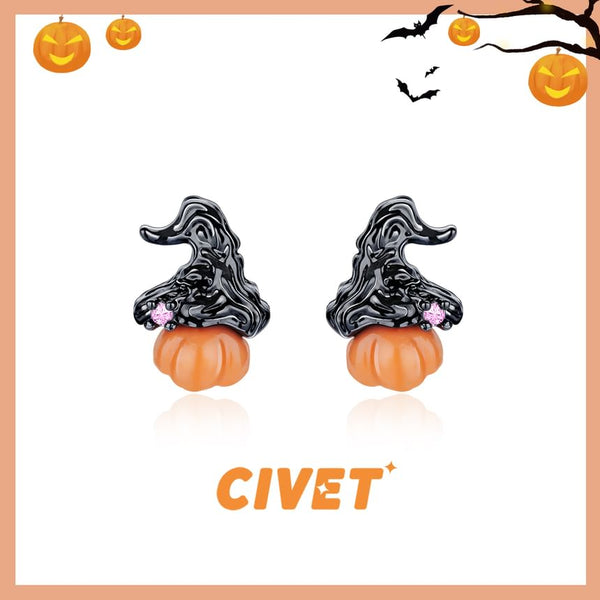 / Stud Silver Halloween Cuff Earring Sterling Ear Pumpkin Phantom FashionChic