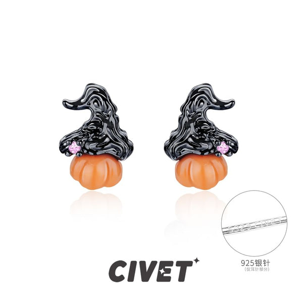 / Stud Silver Halloween Cuff Earring Sterling Ear Pumpkin Phantom FashionChic