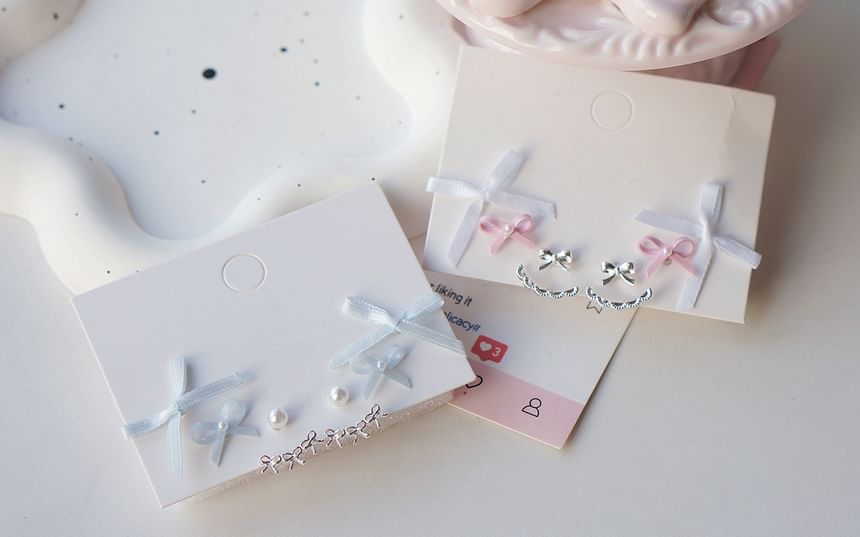 of 3 Bow Earring Set Pairs: FashionChic