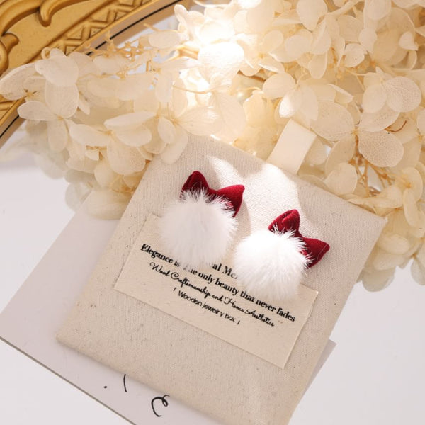 Pom Earring Drop Bow FashionChic
