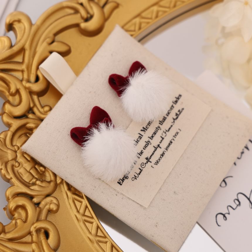 Pom Earring Drop Bow FashionChic