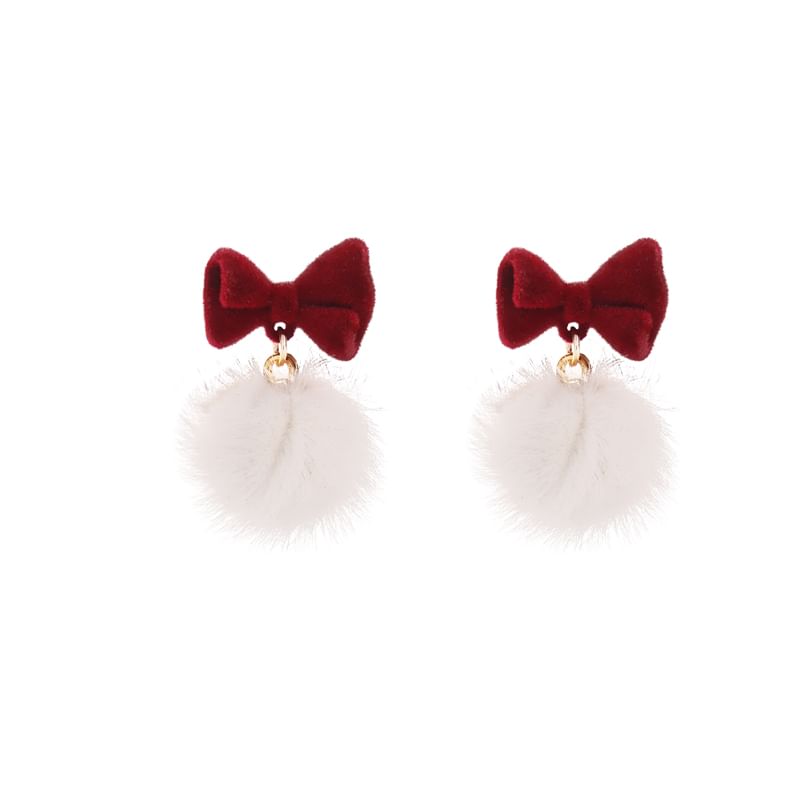 Pom Earring Drop Bow FashionChic
