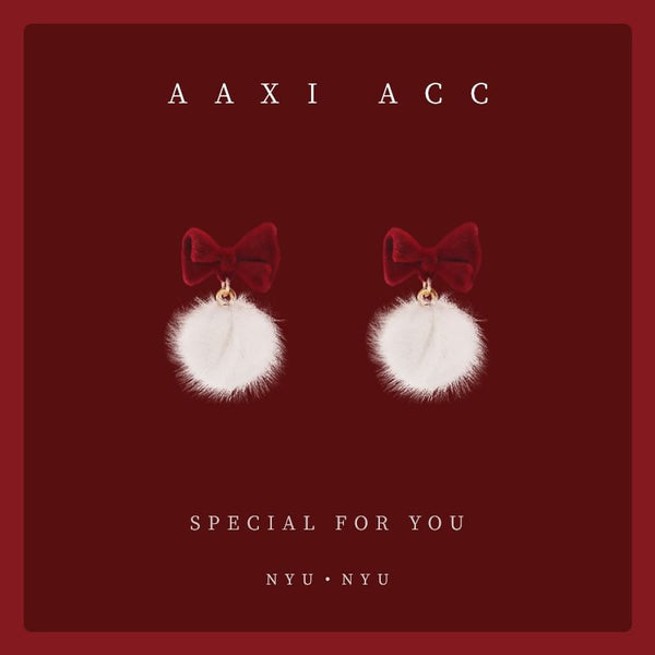 Pom Earring Drop Bow FashionChic