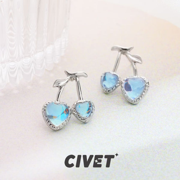 Earring Cherry Heart / Stud Clip-On FashionChic