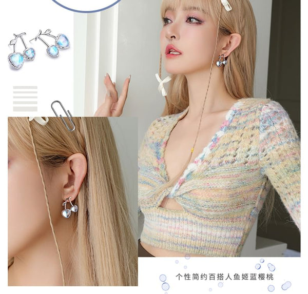 Earring Cherry Heart / Stud Clip-On FashionChic