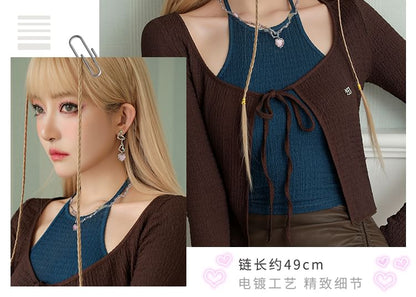 Necklace Rhinestone Strawberry Heart FashionChic