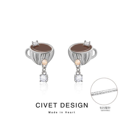 Earring Coffee / Clip Stud On FashionChic