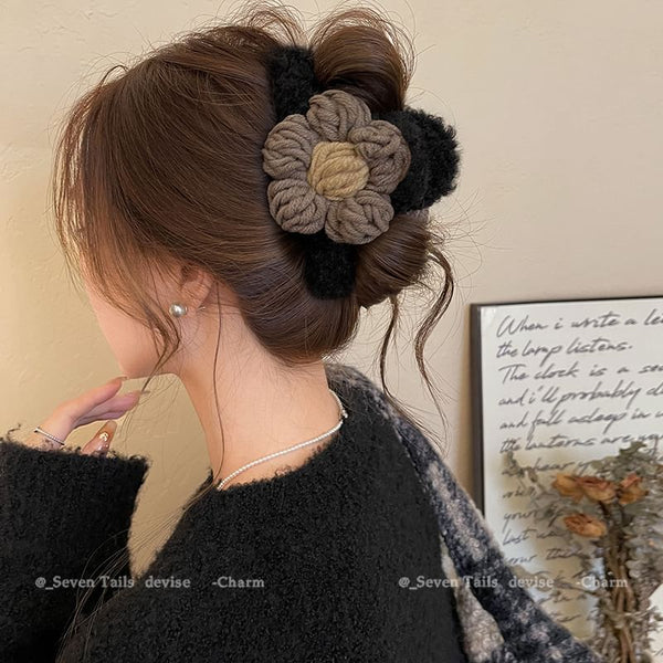 Chenille Floral Claw Clip Yarn Hair FashionChic