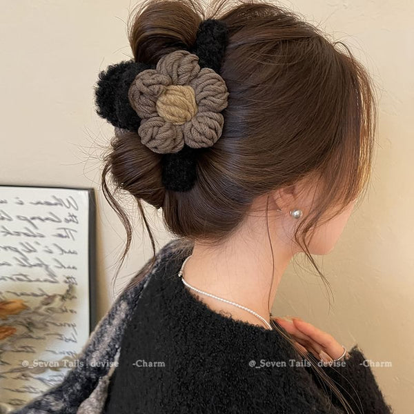 Chenille Floral Claw Clip Yarn Hair FashionChic