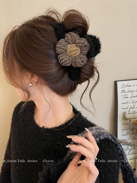 Chenille Floral Claw Clip Yarn Hair FashionChic
