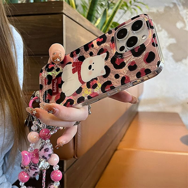Dog Print Leopard Strap Set Case Phone / FashionChic