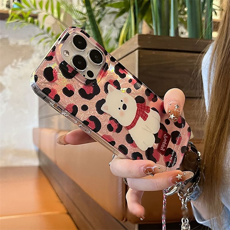 Dog Print Leopard Strap Set Case Phone / FashionChic