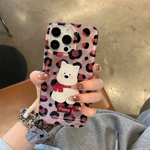Dog Print Leopard Strap Set Case Phone / FashionChic
