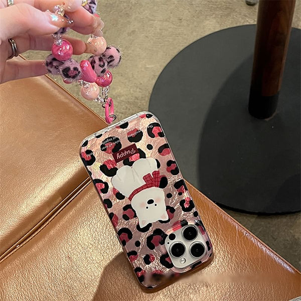 Dog Print Leopard Strap Set Case Phone / FashionChic