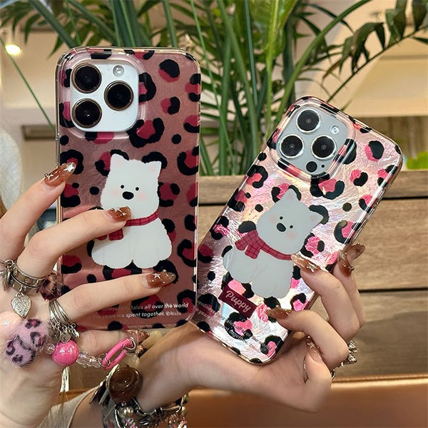 Dog Print Leopard Strap Set Case Phone / FashionChic