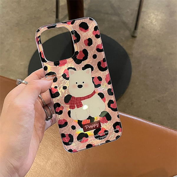 Dog Print Leopard Strap Set Case Phone / FashionChic