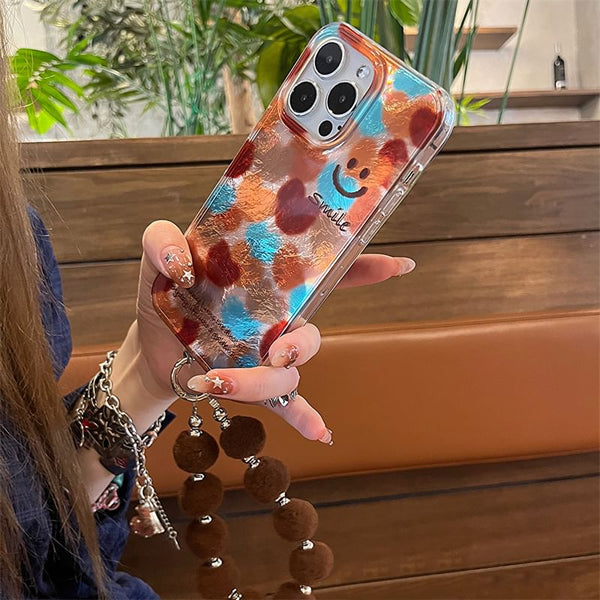 Case / Pom Set Phone Smiley Strap FashionChic