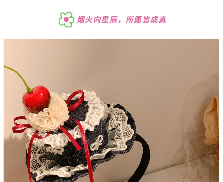 / Clip Hair Trim Cherry Headband Hat Lace FashionChic