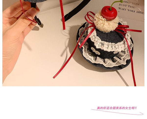 / Clip Hair Trim Cherry Headband Hat Lace FashionChic
