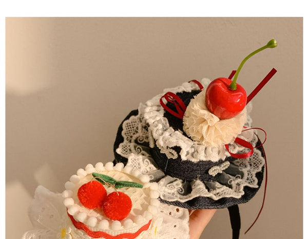 / Clip Hair Trim Cherry Headband Hat Lace FashionChic