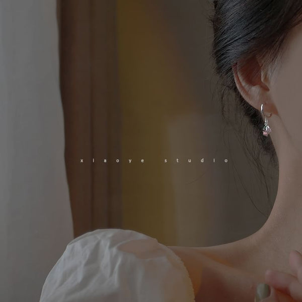 Rhinestone Earring Drop 925 Cherry Sterling Hoop Silver FashionChic