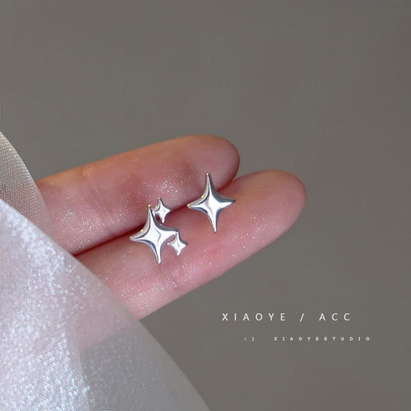 Star Silver 925 Earring Stud Asymmetrical Sterling FashionChic