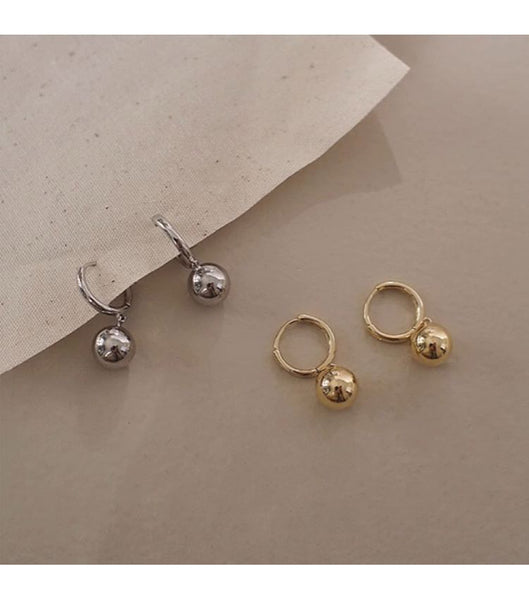 Huggie Drop Sterling 925 Ball Earring Silver FashionChic