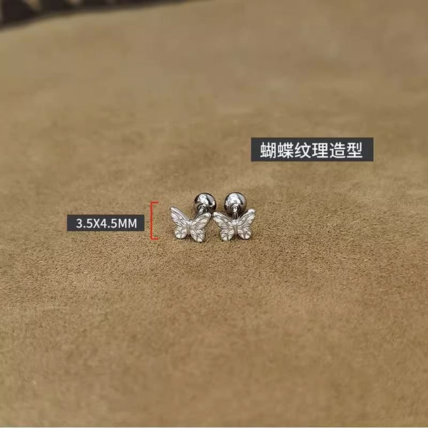 Earring 925 Silver Barbell Butterfly Sterling FashionChic