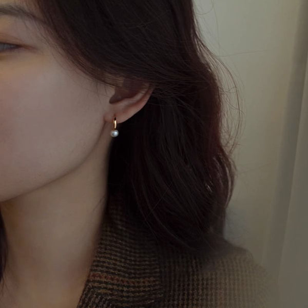 Hoop Silver Faux Pearl 925 Sterling Earring FashionChic