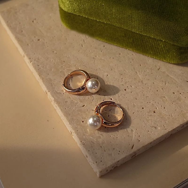 Hoop Silver Faux Pearl 925 Sterling Earring FashionChic