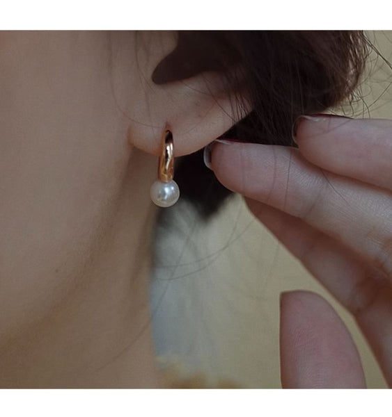 Hoop Silver Faux Pearl 925 Sterling Earring FashionChic