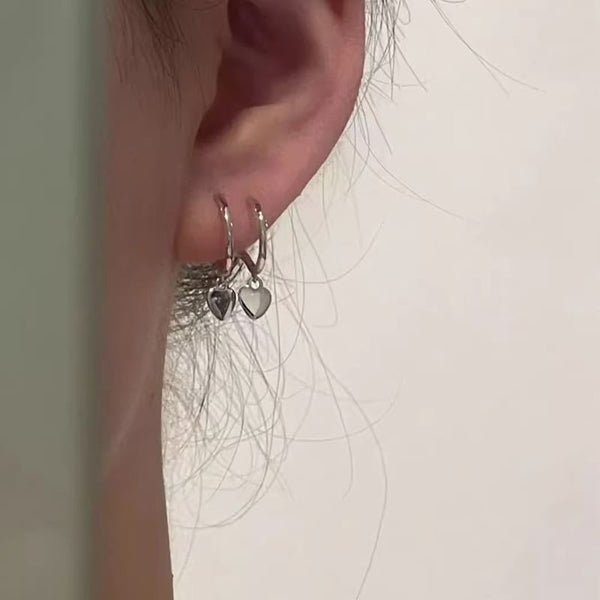Hoop Sterling Heart Earring Silver Drop 925 FashionChic