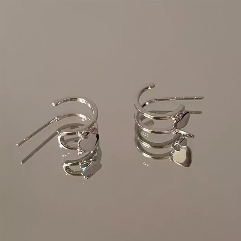 Hoop Sterling Heart Earring Silver Drop 925 FashionChic