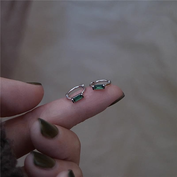 Sterling 925 Rhinestone Huggie Earring Silver FashionChic