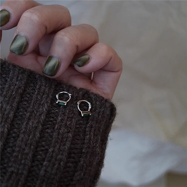 Sterling 925 Rhinestone Huggie Earring Silver FashionChic