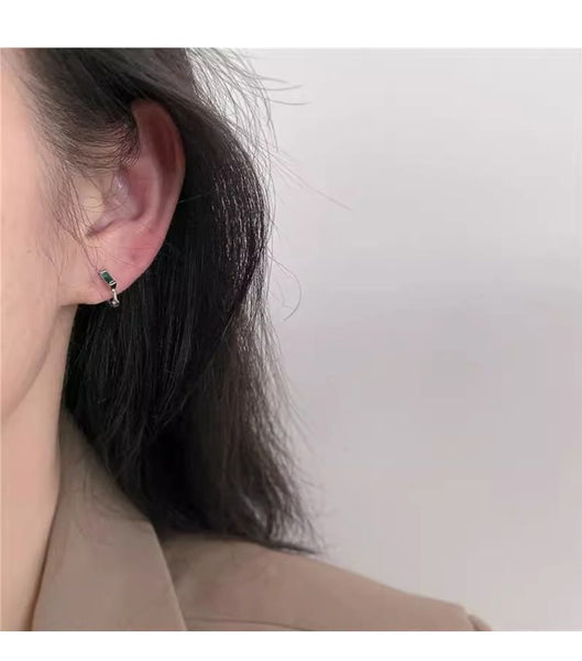 Sterling 925 Rhinestone Huggie Earring Silver FashionChic