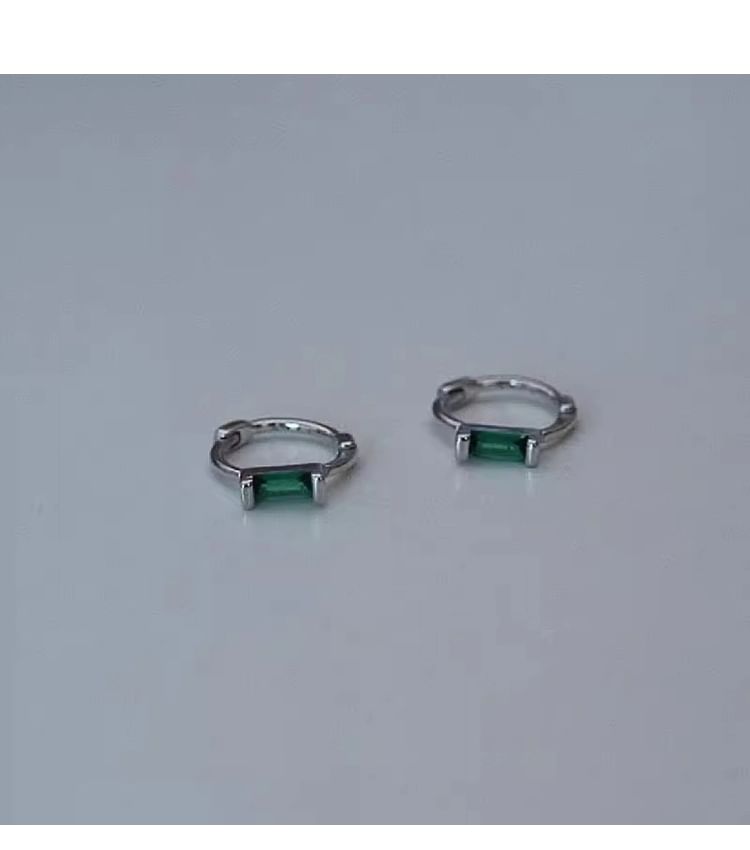 Sterling 925 Rhinestone Huggie Earring Silver FashionChic