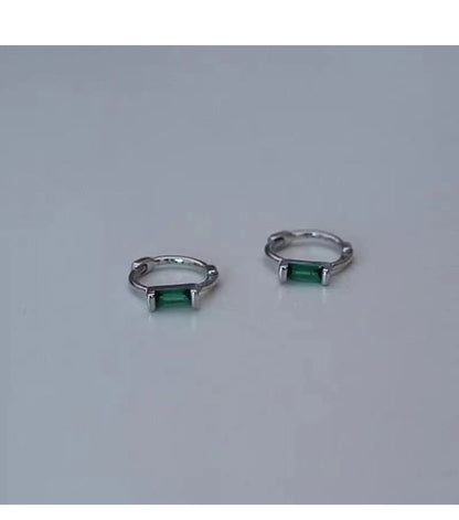 Sterling 925 Rhinestone Huggie Earring Silver FashionChic