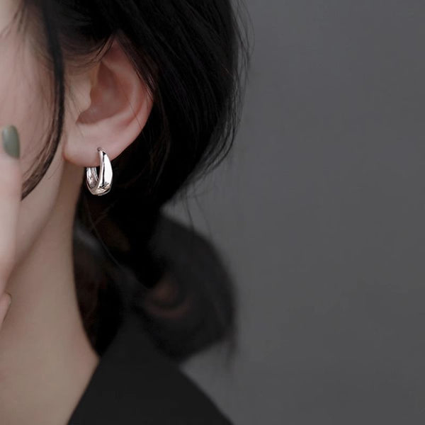 Earring Sterling 925 Hoop Glossy Silver FashionChic