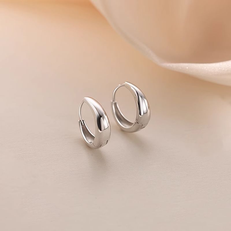 Earring Sterling 925 Hoop Glossy Silver FashionChic