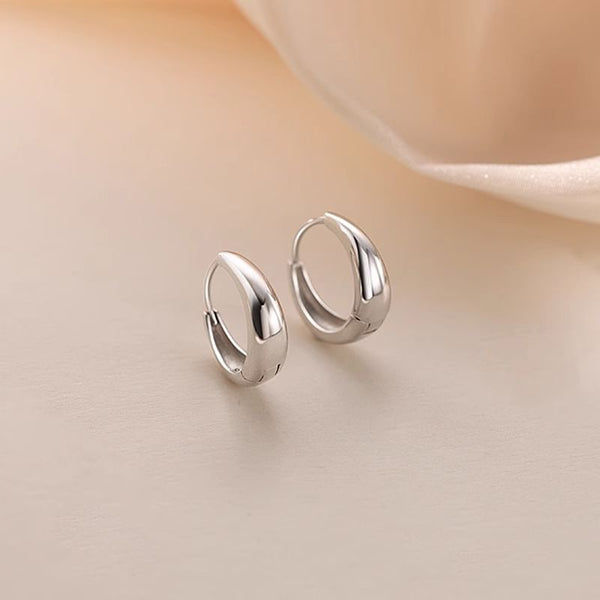 Earring Sterling 925 Hoop Glossy Silver FashionChic
