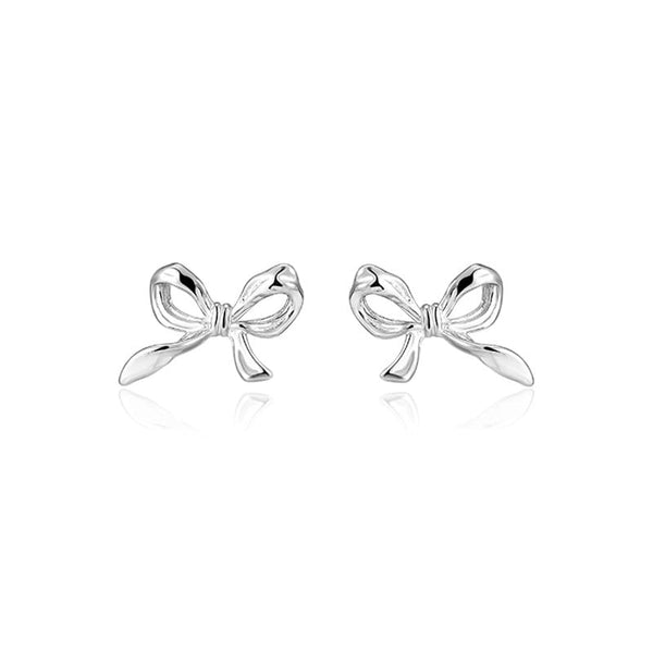 Silver Sterling Earring Stud Bow 925 FashionChic