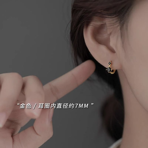 925 Sterling Silver Rhinestone Huggie Earring FashionChic