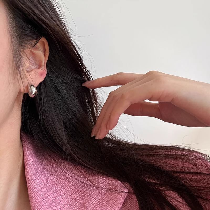 925 Silver Earring Sterling Glossy Hoop FashionChic